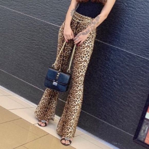1 Left! Stretch Leopard Printed Bell Bottom Pants - Picture 8 of 8